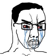 bloodshot_eyes clenched_teeth crying glasses hair jawline lips soyjak subvariant:protochud template v-shaped_eyebrows variant:chudjak // 645x770 // 21.0KB
