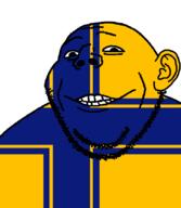 closed_mouth flag flag:grønlund glasses grin looking_at_you smile soyjak stubble subvariant:gapealien variant:gapejak // 722x832 // 45.5KB