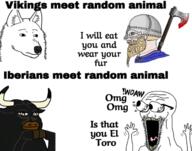 animal arm axe bull chad frog meta:tagme open_mouth pepe subvariant:waow tongue variant:soyak viking viking_helmet waow wolf // 640x504 // 227.4KB