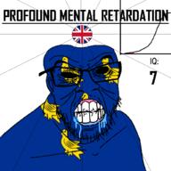 angry animal bald bell_curve bird black_eyes black_hole black_sclera british clenched_teeth closed_mouth country cracked_teeth drool ear england flag flag:sussex flag:united_kingdom glasses hair iq iq_bell_curve mustache nightmare_fuel no_pupils profound_mental_retardation retard soyjak stubble sussex text united_kingdom variant:feraljak wrinkles // 1024x1024 // 123.5KB