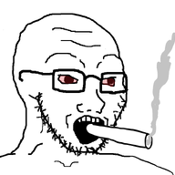 bloodshot_eyes glasses open_mouth smoke smoking soyjak stubble variant:soyak // 853x800 // 33.0KB