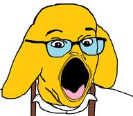 clothes distorted dog ear glasses janny open_mouth soyjak suspenders variant:unknown yellow_skin // 490x430 // 36.0KB