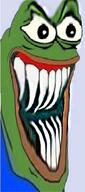 amphibian clothes frog green_skin laughing meta:not_oc nas:pepe open_mouth pepe_the_frog sharp_teeth surprised teeth