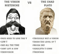 beard clothes glasses hair looking_at_you moustache nietzsche philosophy plato text variant:bernd virgin_vs_chad // 1284x1170 // 650.7KB
