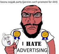 ack advertisement angry award badge beard booru closed_mouth glasses i_hate meta:tagme ohio onion punisher_face red_skin soybooru stencil_font subvariant:science_lover text variant:bernd variant:markiplier_soyjak // 1017x935 // 110.1KB