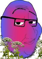 closed_mouth giant_hogweed glasses hair lips plant purple_skin raised_eyebrow smug soyjak stubble variant:smugjak // 300x418 // 23.7KB