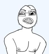 biting_lip closed_mouth eyelids glasses nipple soyjak stubble variant:quirkjak wink // 407x447 // 12.1KB