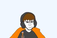 badge brown_hair dan eating headphones variant:unknown // 1083x728 // 27.0KB