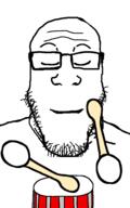 animated closed_eyes closed_mouth drum drumstick glasses music smile soyjak stubble variant:markiplier_soyjak // 600x958 // 158.7KB
