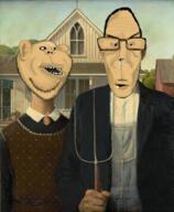 american_gothic high_effort high_quality mutt painting subvariant:euromutt subvariant:impish_amerimutt variant:impish_soyak_ears variant:markiplier_soyjak // 1192x1448 // 3.7MB