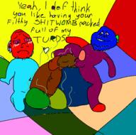 arm closed_mouth colorful crying ear glasses hand nsfw oekaki penis poop redraw sad smile soyjak stubble subvariant:wholesome_soyjak testicles text variant:gapejak variant:impish_soyak_ears // 559x554 // 41.0KB