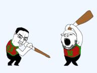 2soyjaks 88 angry arm baseball_bat closed_mouth clothes glasses hair holding_baseball_bat holding_object lisa_(game) no_eyebrows open_mouth sleeveless_shirt stubble variant:chudjak variant:gapejak // 800x600 // 91.4KB