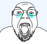 angry bloodshot_eyes crying glasses open_mouth soyjak stubble template variant:bernd // 1200x1125 // 213.6KB