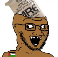 big_nose brainless brainlet brown_skin crooked_teeth eye_bags flag:palestine food foodjak large_nose open_mouth palestine text variant:soyak // 680x665 // 304.6KB