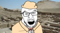 archaeology clothes desert glasses hat irl_background meta:tagme open_mouth soyjak stubble variant:feraljak // 1280x721 // 1.3MB