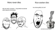 5soyjaks angry bald beard closed_mouth crying english_text eyebrows forehead_lines frown glasses hair meta:not_oc mouth_open nose open_mouth pan rice_cooker sad stubble subvariant:soyak_(concerned) tear teeth text variant:cobson variant:gapejak variant:impish_soyak_ears variant:markiplier_soyjak variant:soyak white_background // 968x527 // 48.0KB