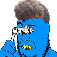acne beak billions_must binoculars blue_skin meta:tagme nothing_ever_happens raised_eyebrow series:x_inmigrants smirk smug subvariant:chudjak_front subvariant:pol_face twitter variant:binocularjak variant:chudjak variant:two_pointing_soyjaks zoomer_hair // 700x700 // 223.2KB