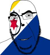 bonaire flag flag:bonaire full_head glasses hair looking_at_you netherlands open_mouth smile soyjak star_(symbol) stubble teeth variant:cobson // 775x849 // 49.7KB