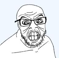 aliased angry bald clenched_teeth crazed glasses meta:tagme pupils soyjak stubble template transparent_background variant:feraljak wrinkles // 1362x1354 // 40.5KB