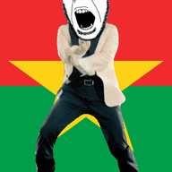 angry animated burkina_faso country dance flag flag:burkina_faso full_body gangnam_style glasses irl open_mouth soyjak star stubble variant:cobson // 300x460 // 499.4KB