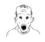 balding ear hair homeless macaulay-culkin mustache open_mouth soyjak stubble stupid variant:unknown // 481x442 // 49.9KB