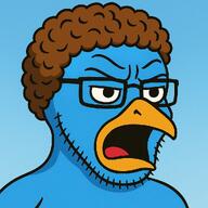 angry beak bird blue_background blue_skin frustrated glasses meta:ai_generated open_mouth soyjak stubble twitter variant:soyak xitter zoomer zoomer_hair // 1024x1024 // 1.9MB