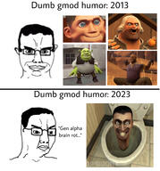 closed_mouth ear garrys_mod glasses hair skibidi_toilet smile smug soyjak subvariant:chudjak_front text variant:chudjak // 2178x2339 // 573.1KB