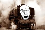 glasses irl_background open_mouth rail soyjak stubble train variant:feraljak // 612x408 // 321.8KB