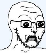 artist:peashooter glasses merge oh_my_god_she_is_so_attractive open_mouth punisher_face series:fusionjaks soyjak stubble subvariant:doctos variant:soyak // 970x1150 // 66.6KB