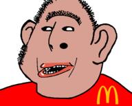 black_sclera brown_skin clothes ear hair mcdonalds merge open_mouth subvariant:ishish_amerimutt subvariant:ishson variant:cobson variant:ishish_soyak_ears // 674x540 // 9.9KB