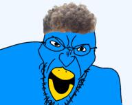 angry blue_skin glasses open_mouth series:x_inmigrants soyjak twitter variant:angry_soyjak zoomer zoomer_hair // 1602x1266 // 324.8KB