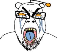 crying glasses open_mouth reddit redditard snoo soyjak stubble subvariant:seethejak teeth tongue variant:bernd // 255x238 // 43.6KB