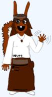 SLLSFHM acorn beanie blush brown_eyes clothes ear full_body glasses hand necklace nut nuts open_mouth squirrel tail variant:soytan wave waving // 1352x2500 // 74.6KB