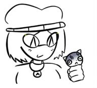 animal cat clothes female glasses hair happy holding_object variant:soytan // 614x560 // 89.6KB