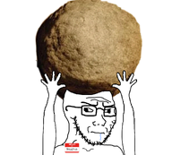 boulder cross_eyed drool dumb hand name_tag object object_on_head sisyphus subvariant:soyak_(irritated) variant:soyak // 1001x900 // 548.9KB