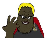 beard black_glasses brown_skin evil eyeglasses glasses gray_shirt grey_shirt nate shartycuck smile subvariant:hunky_twink_sex_machine syndrome_(the_incredibles) the_incredibles variant:syndromejak yellow_hair // 557x446 // 17.6KB