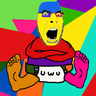 animated arm clothes crossed_arms diaper foot full_body glasses hand leg open_mouth piss poop poopjak sitting smile soyjak stubble subvariant:wholesome_soyjak trend:colorjak variant:cobson variant:gapejak // 400x400 // 208.7KB