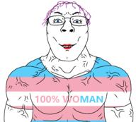 100% bait blue_eyes buff eyes_like_the_o-o-cean flag:transgender_pride_flag lipstick purple_hair smile subvariant:muscular_bernd teeth tranny troon variant:bernd vein // 2200x1982 // 102.2KB