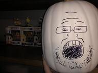 funko_pop glasses irl open_mouth pumpkin redraw soyjak stubble variant:markiplier_soyjak // 4032x3024 // 863.9KB