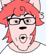 clothes ear furry glasses nara open_mouth pink_skin red_hair soyjak variant:nojak // 443x523 // 15.3KB