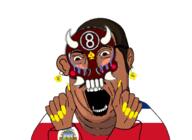 8ball96 8ball9615 bhc blush brown_skin clothes costa_rica ear fat flag flag:costa_rica hair hand mask mustache open_mouth painted_nails queen_of_spades sal_vulcano shadow soyjak stubble subvariant:slutson tattoo tshirt variant:cobson // 1464x1068 // 471.3KB