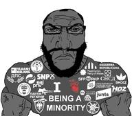 angry beard closed_mouth glasses grey_shirt grey_skin merge minority_politics punisher_face subvariant:muscular_chud subvariant:muscular_science_lover subvariant:science_lover variant:chudjak variant:markiplier_soyjak // 1059x929 // 196.1KB