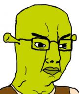 angry chud closed_mouth clothes dreamworks ear glasses green_skin ogre ogre_ears shrek variant:chudjak // 640x764 // 64.2KB