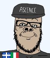 accessory ascence_(user) cap closed_mouth clothes flag:italy flag:quebec glasses grey_shirt happy hat italy looking_at_you meta:namefags mustache quebecois smile soyjak stubble template transparent_background variant:a24_slowburn_soyjak // 454x520 // 19.4KB