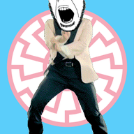 angry animated bbc dance gangnam_style glasses nazism open_mouth push_pin queen_of_spades sonnenrad soyjak sticky stubble tattoo tranny variant:cobson // 300x460 // 501.6KB