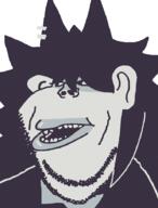 FPEgem amerimutt black_shirt clothes ear fundamental_paper_education grey_skin hair miss_circle open_mouth soyjak stubble subvariant:impish_amerimutt teeth variant:impish_soyak_ears // 689x903 // 18.2KB