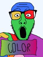 colorful glasses holding_object open_mouth soyjak stubble turkey_tom variant:stbfcjak // 480x640 // 34.5KB