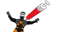 angry arm armor beard bloodshot_eyes brown_hair clothes copium glasses glove gordon_freeman hair half-life half-life_3 half_life half_life_3 hand hev_suit hopium open_mouth power_armor soyjak subvariant:science_lover syringe text valve variant:markiplier_soyjak video_game // 996x560 // 284.3KB