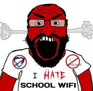 angry arm balding beard clothes fume glasses hair i_hate i_love internet open_mouth red_skin school soyjak subvariant:science_lover text tshirt variant:markiplier_soyjak wifi // 630x621 // 141.2KB
