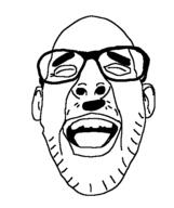 closed_eyes ear glasses mustache open_mouth soyjak stubble variant:nojak // 472x564 // 12.6KB